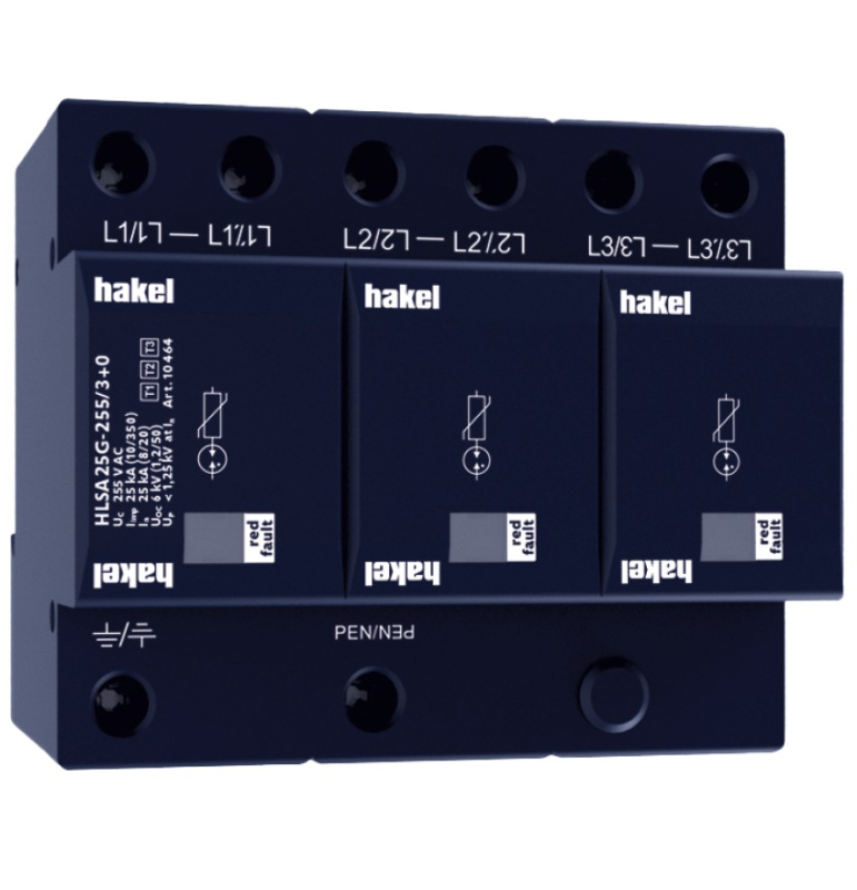 Svodič přepětí T1+T2+T3 Hakel HLSA25G-255/3+0