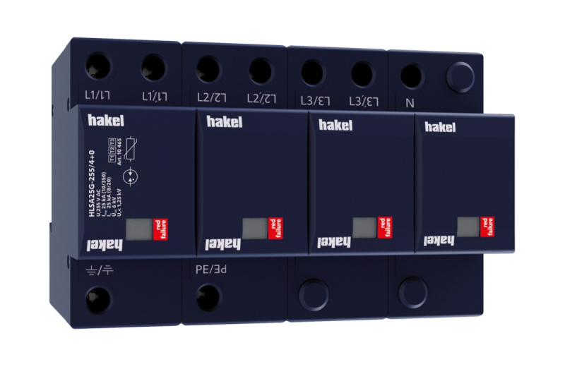 Svodič přepětí T1+T2+T3 Hakel HLSA25G-255/4+0