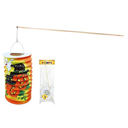Lampion s dřevěnou hůlkou Halloween 15 cm
