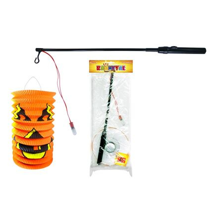 Lampion HALLOWEEN 15 cm se svítící hůlkou 39 cm