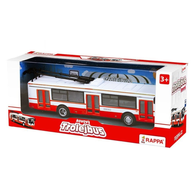 Rappa Kovový trolejbus červený, 16 cm