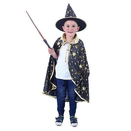 RAPPA plášť černý s kloboukem čarodějnice/Halloween
