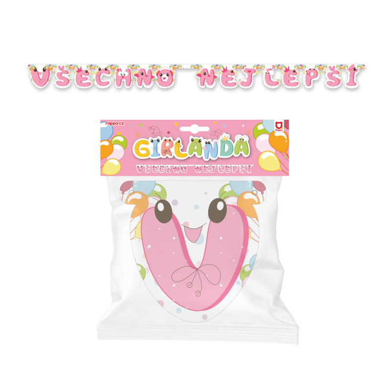 Rappa Girlanda papírová VŠECHNO NEJLEPŠÍ dívčí