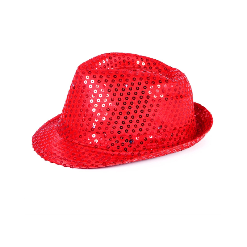 RAPPA Klobouk disco červený s LED světlem pro