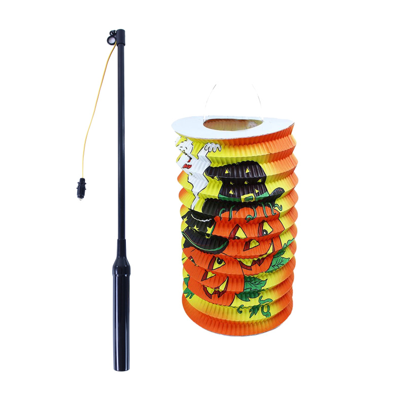 Lampion HALLOWEEN s dřevenou hůlkou 15 cm