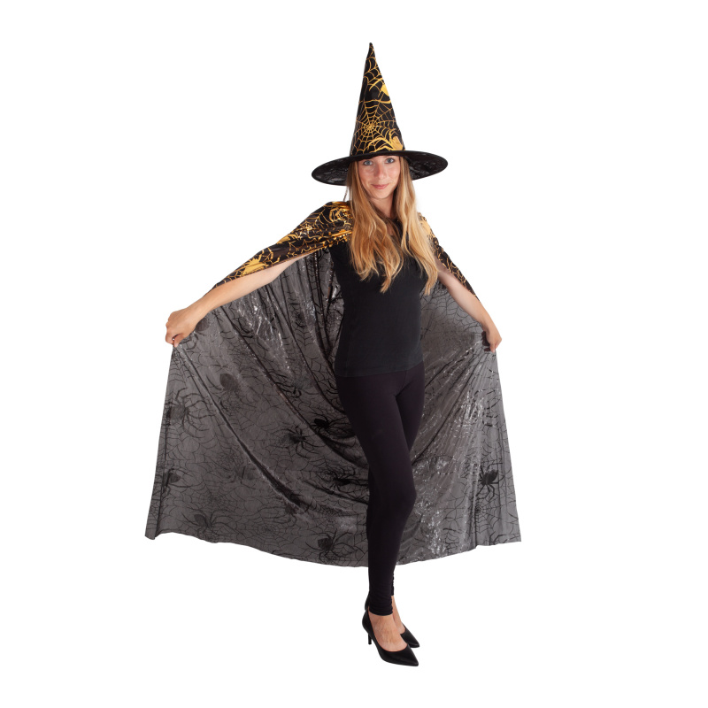 RAPPA Čarodějnický plášť s kloboukem a pavučinou /Halloween
