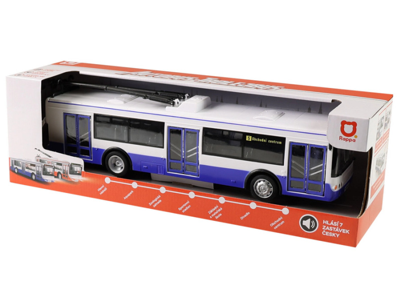 Rappa Trolejbus který hlásí zastávky česky 28 cm