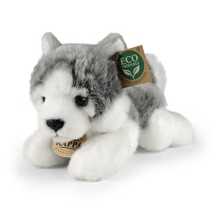 Plyšový pes husky z materiálů šetrných k přírodě