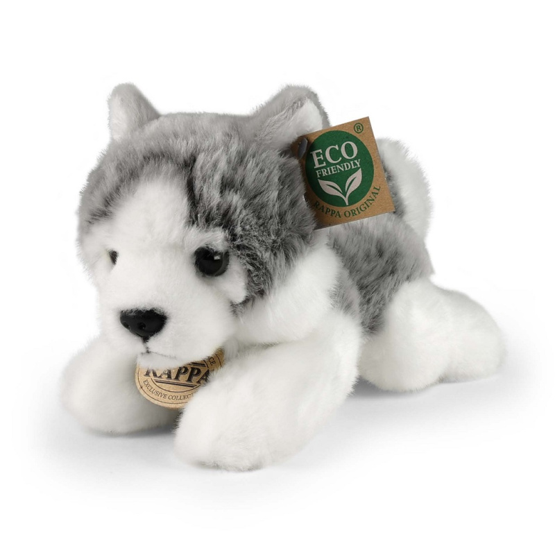 Plyšový pes husky z materiálů šetrných k přírodě
