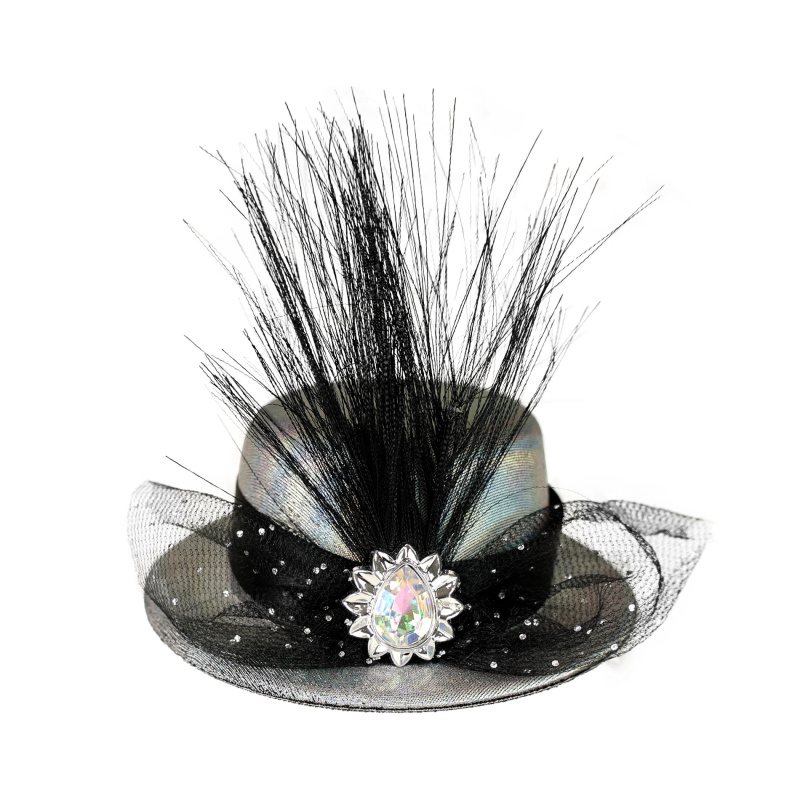Elegantní Stříbrný Mini Klobouk s Ozdobou