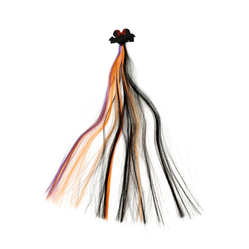 Duhový pramínek vlasů s halloweenskou sponou