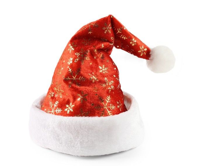 Vánoční čepice se zlatými vločkami