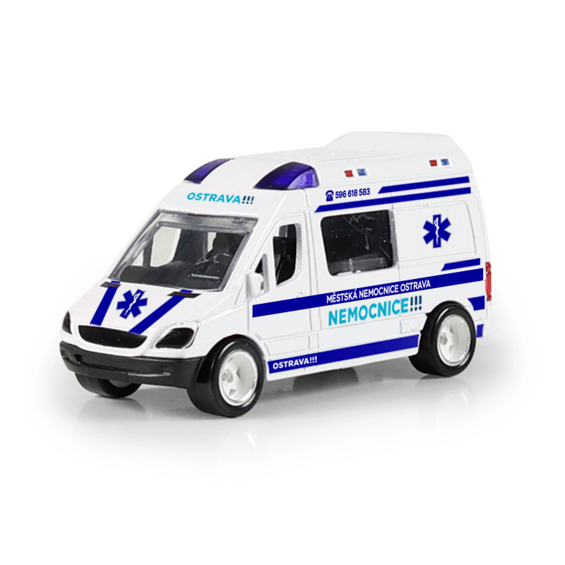 Kovové autíčko sanitka Ostrava 7 cm
