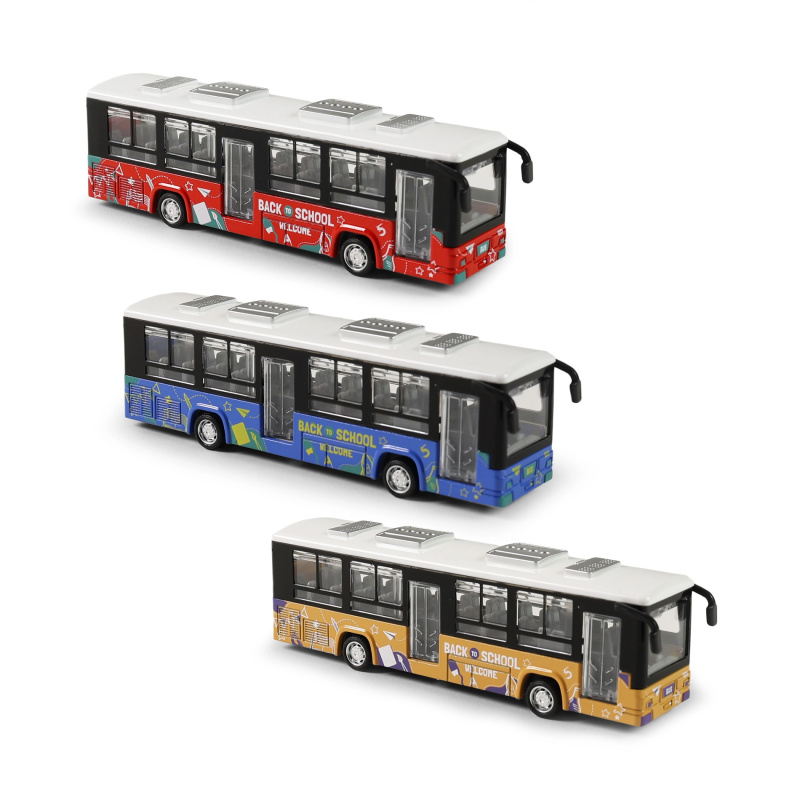 Kovový autobus s otevíracími dveřmi