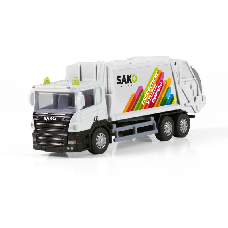 kovové popelářské auto sako 15 cm na zpětný chod