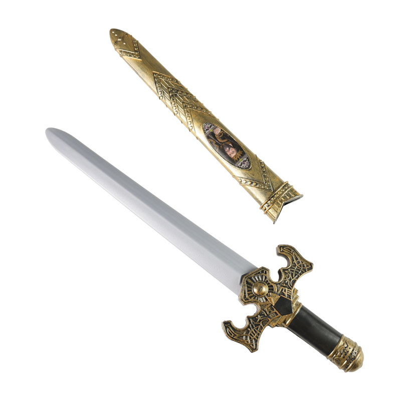 rytířský meč se zlatým pouzdrem a zvukovými efekty 55 cm