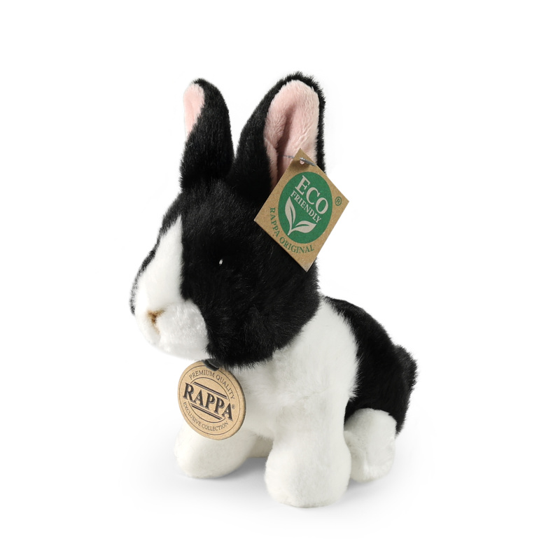 Plyšový králík bílo‑černý 16 cm eco‑friendly RAPPA