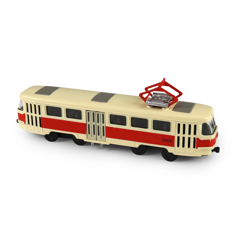 kovová retro tramvaj t3 16 cm se světlem a zvukem