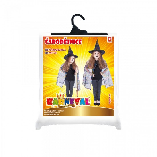RAPPA čaroděj čarodějnice s pláštěm + kloboukem / HALLOWEEN