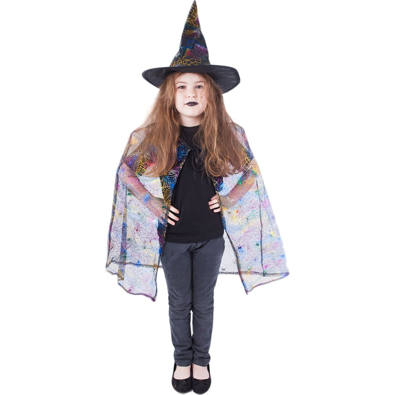 RAPPA čaroděj čarodějnice s pláštěm + kloboukem / HALLOWEEN