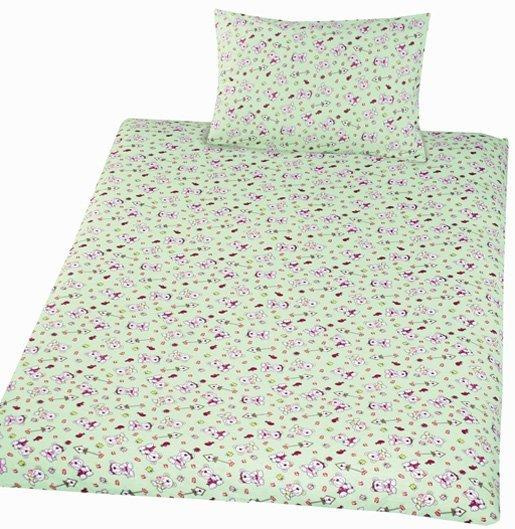 Hybler textil Povlečení bavlna do postýlky Méďa krmítko zelená Varianta: Povlečení bavlna do postýlky Méďa krmítko zelená 90x130, 45x60 cm