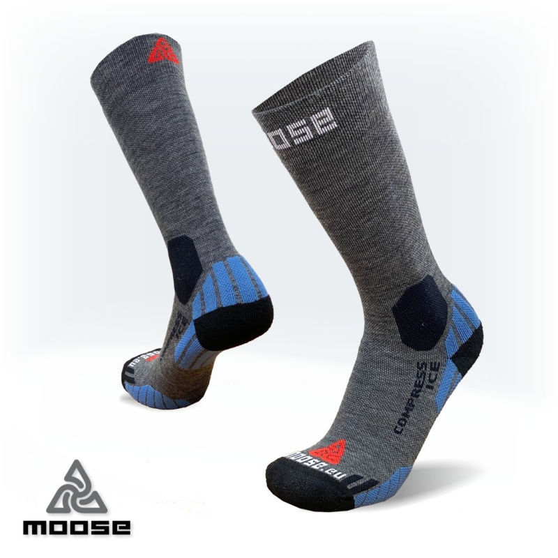 COMPRESS ICE merino kompresní ponožky Moose šedá M