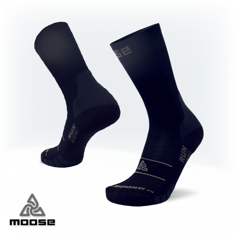 RUN merino běžecké ponožky Moose šedá XXL