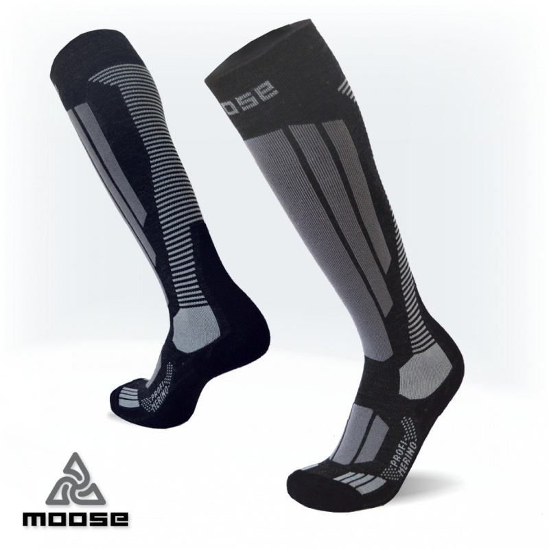 PROFI MERINO vlněné lyžařské podkolenky Moose šedá XS