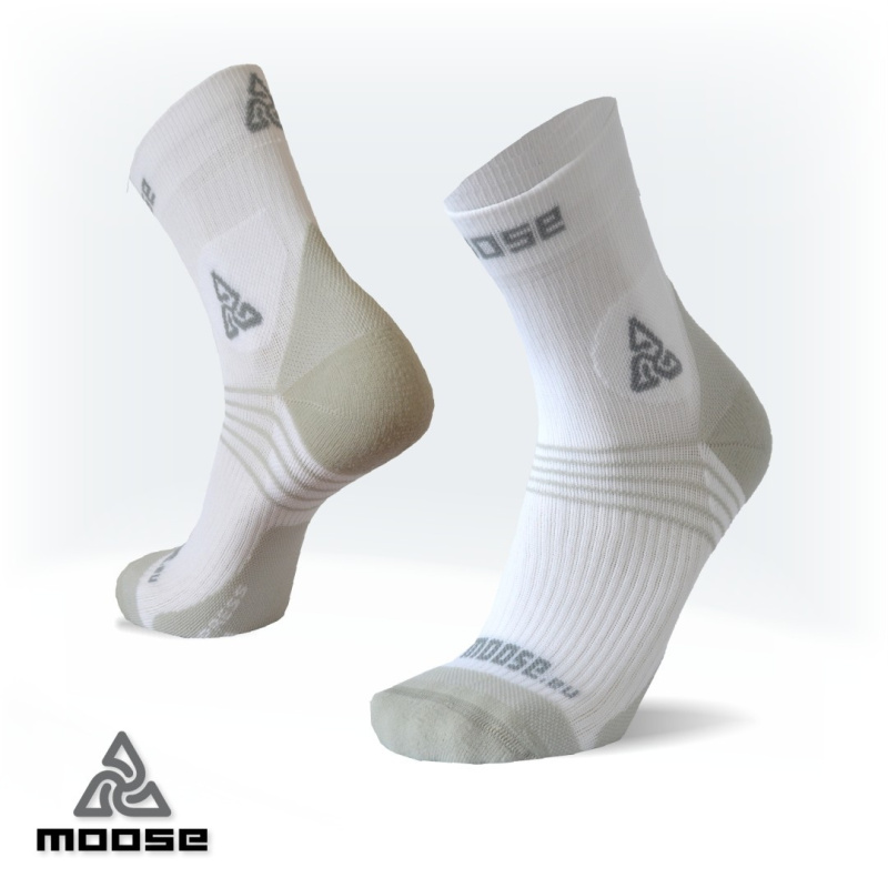 COMPRESS RUN kompresní ponožky Moose bílá S