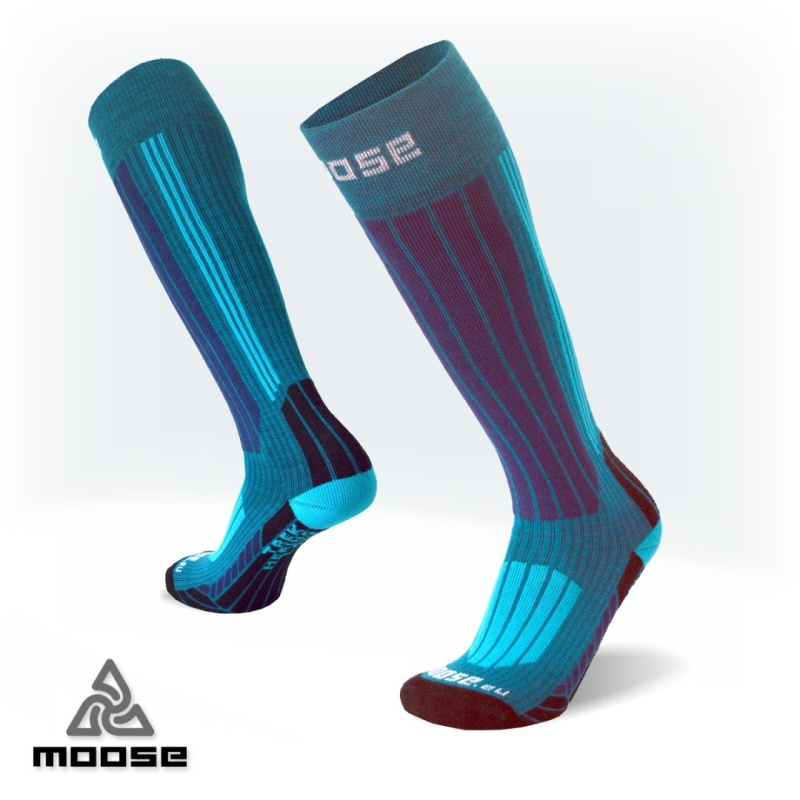 TREK LONG merino turistické podkolenky Moose tyrkysová M