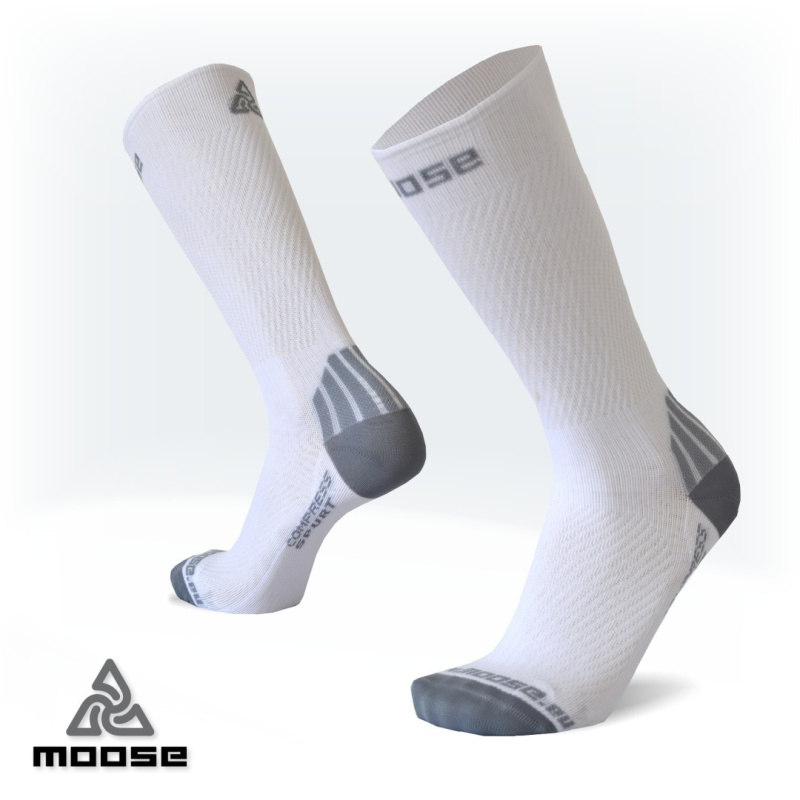 COMPRESS SPURT kompresní ponožky Moose bílá XS