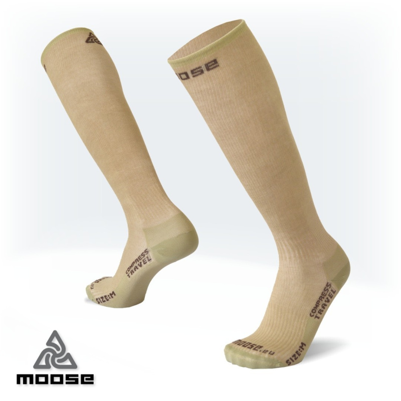 COMPRESS TRAVEL kompresní podkolenky Moose béžová XL