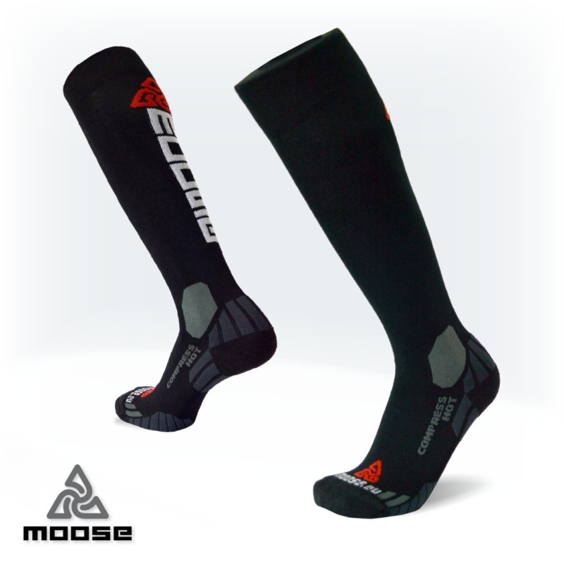 COMPRESS HOT merino kompresní podkolenky Moose černá M