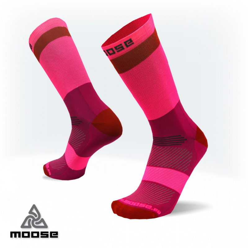 RACE POLY sportovní cyklo ponožky Moose růžová M