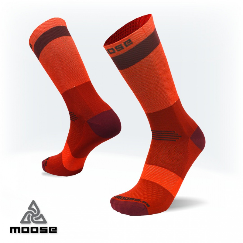 RACE POLY sportovní cyklo ponožky Moose červená L
