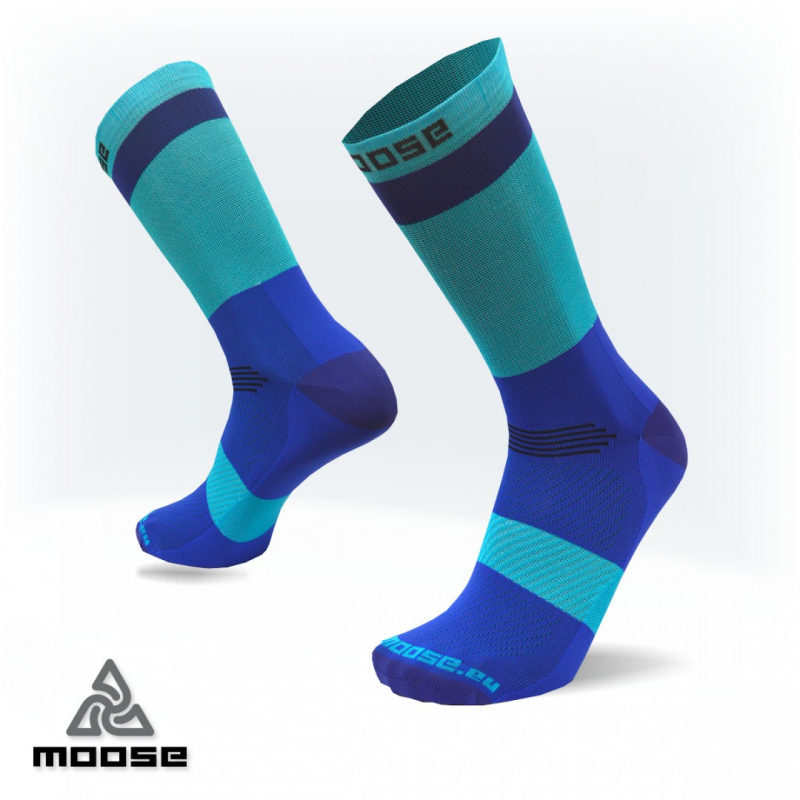 RACE POLY sportovní cyklo ponožky Moose modrá L