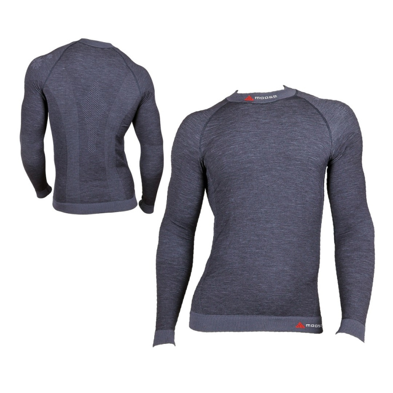 BASE MERINO TEE MEN teplé sportovní termoprádlo Moose šedá XL / XXL