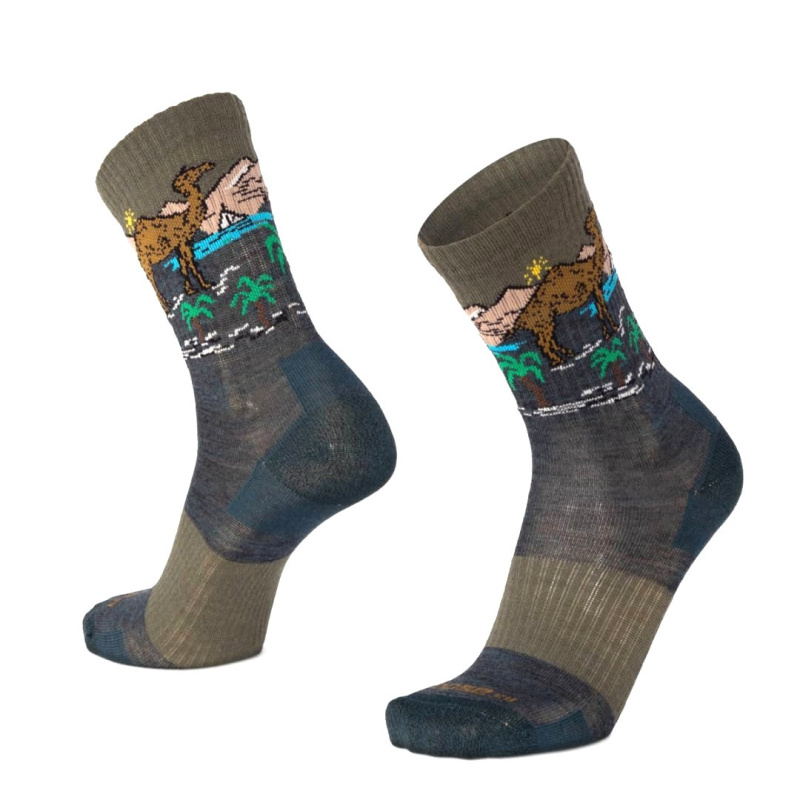 BESKYD CAMEL veselé merino ponožky s velbloudem Moose zelená XXL