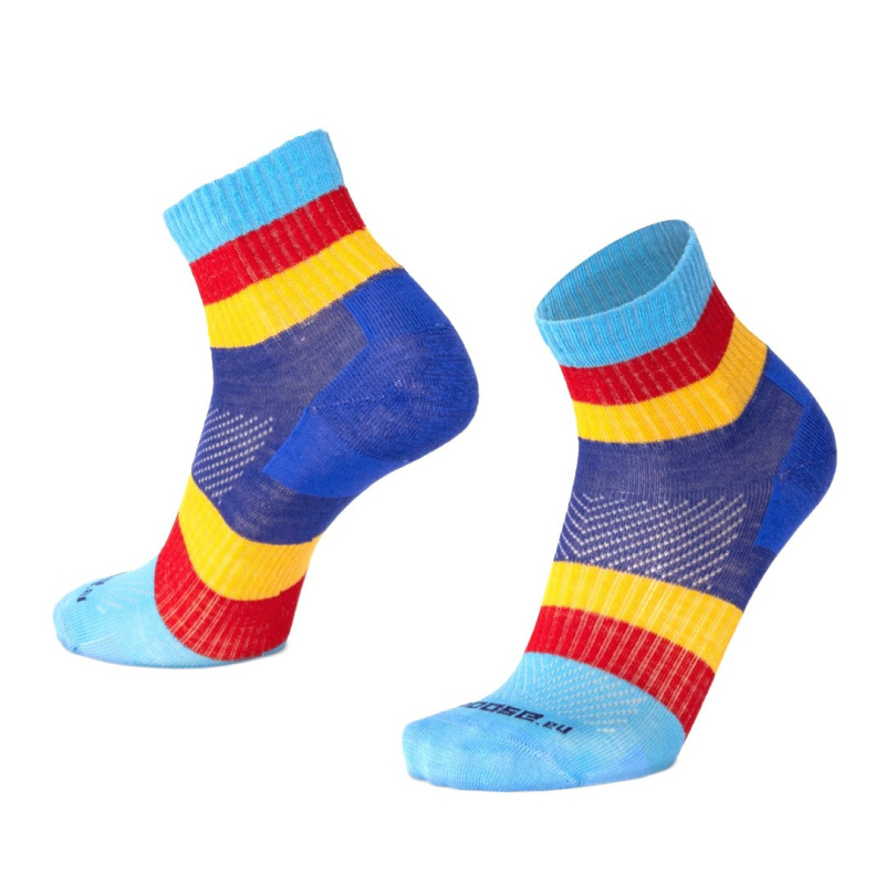 ORLIK RIBBON kotníkové pruhované merino ponožky Moose modrá 3XL