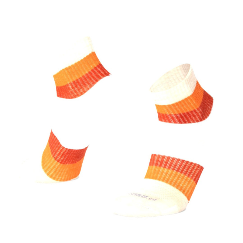 ORLIK RIBBON kotníkové pruhované merino ponožky Moose bílá 3XL