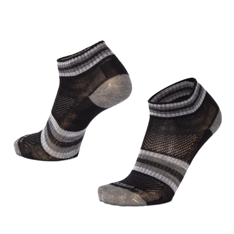 LUZY DASH nízké pruhované merino ponožky Moose šedá 3XL