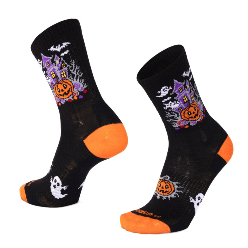 BESKYD HALLOWEEN merino strašidelné ponožky Moose černá M