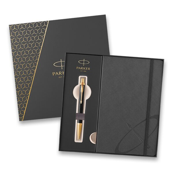 Parker IM Premium Black GT kuličkové pero, dárková sada se zápisníkem