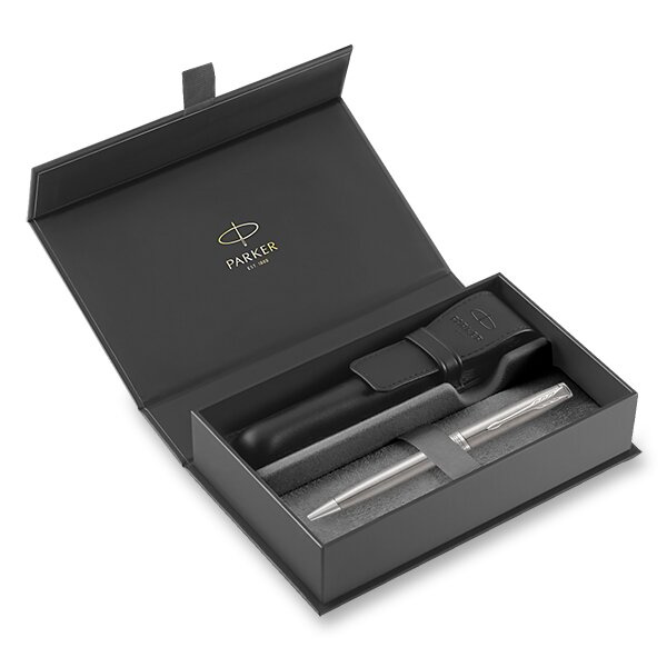 Parker Sonnet Stainless Steel CT kuličkové pero, dárková sada s koženým pouzdrem