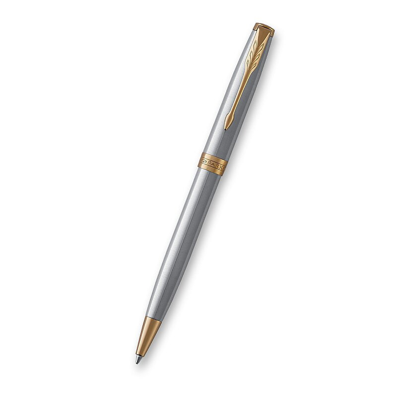 Parker Sonnet Stainless Steel GT kuličkové pero, dárková sada s koženým pouzdrem