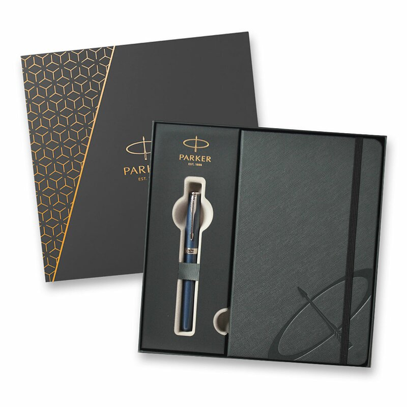 Parker Sonnet Secret Shell Blue plnicí pero, hrot F,  dárková sada se zápisníkem