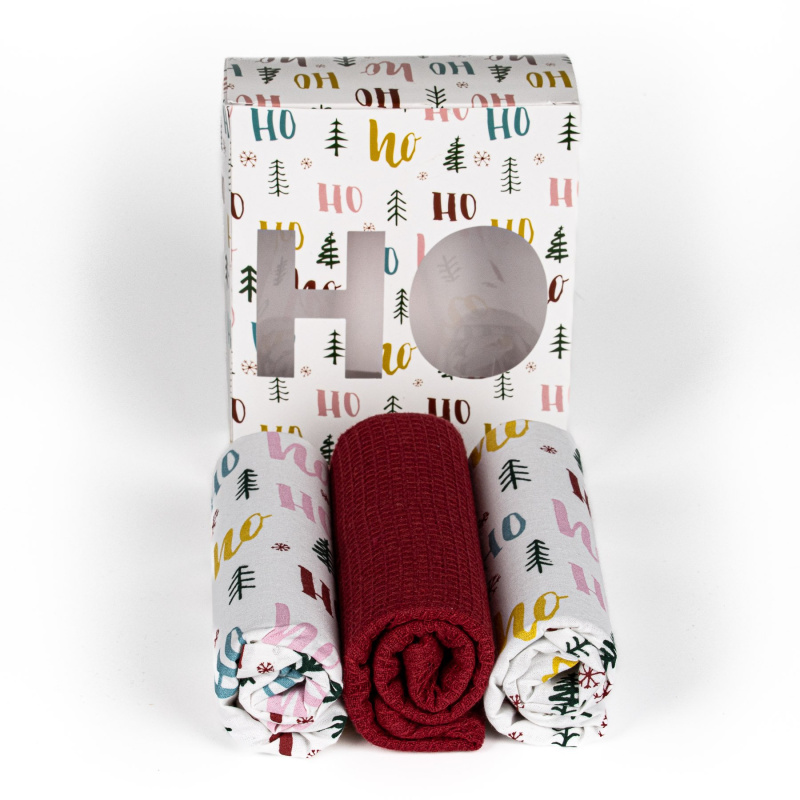 Sada bavlněných utěrek HO HO STROMEČKY 40 x 70 cm 3 ks