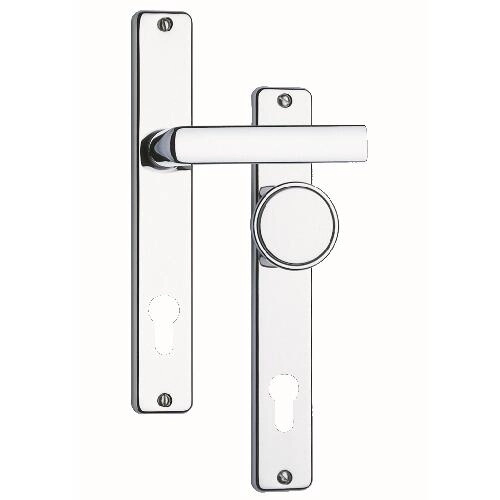 Dveřní kování klika se štítem a knoflíkem 804, rozteč 90 mm, nerez