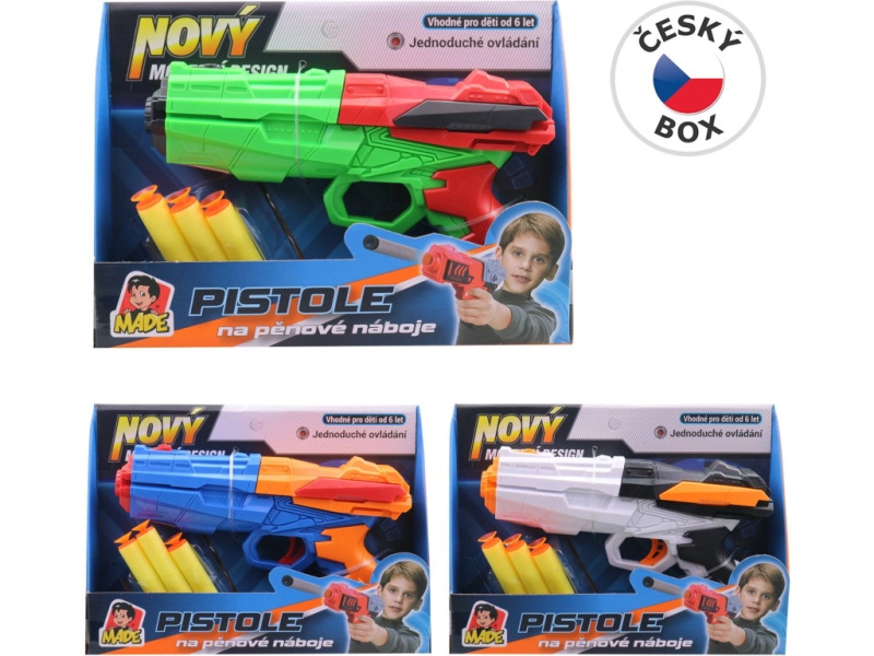 Pistole se softovými náboji pro děti, 20 cm