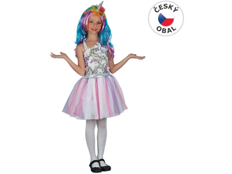 Dětské šaty na karneval jednorožec 130 - 140 cm